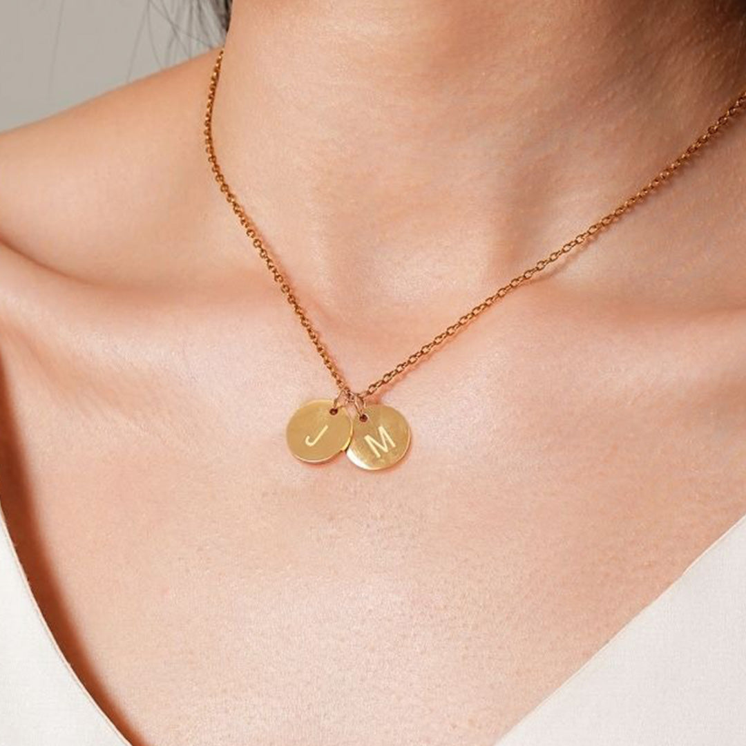 Custom Mother & Daughter – Initial Disc Necklace