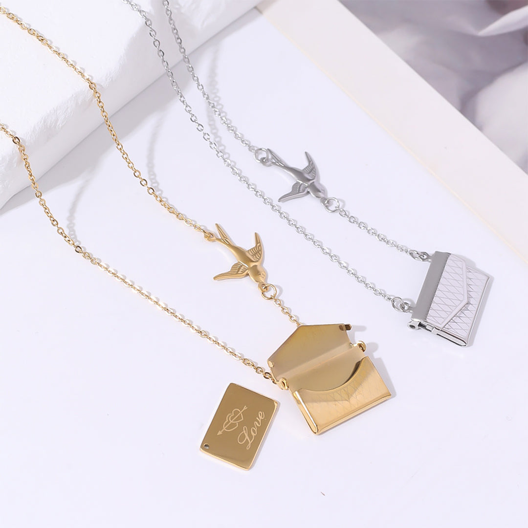 Customized Message Swallow Envelope Necklace