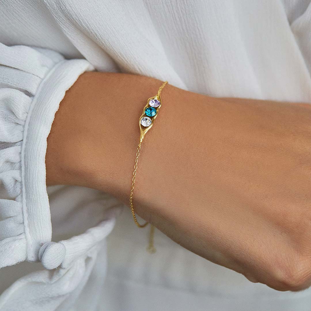 For Friends - We're peas in a pod Custom Birthstone Bracelet