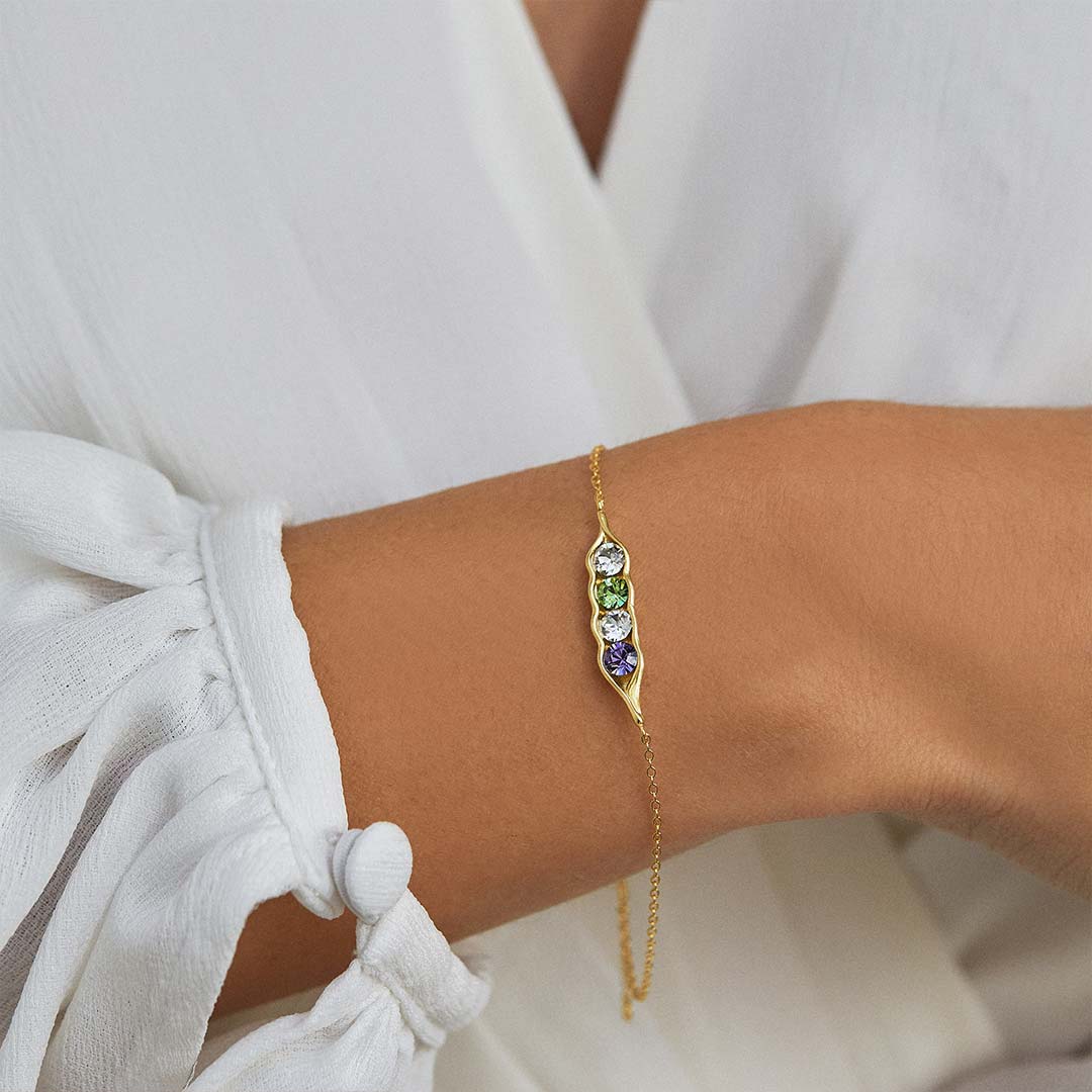 For Friends - We're peas in a pod Custom Birthstone Bracelet