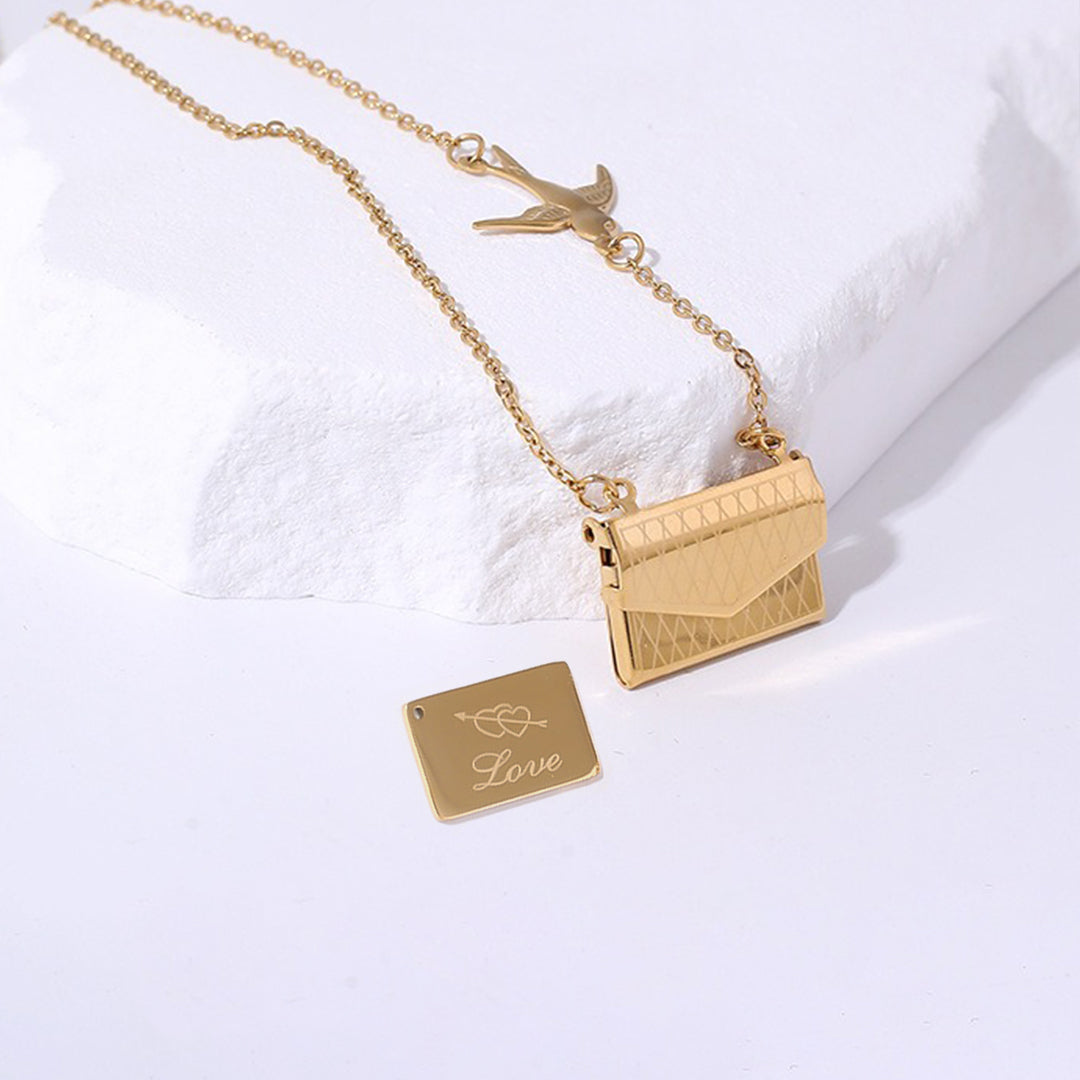 Customized Message Swallow Envelope Necklace