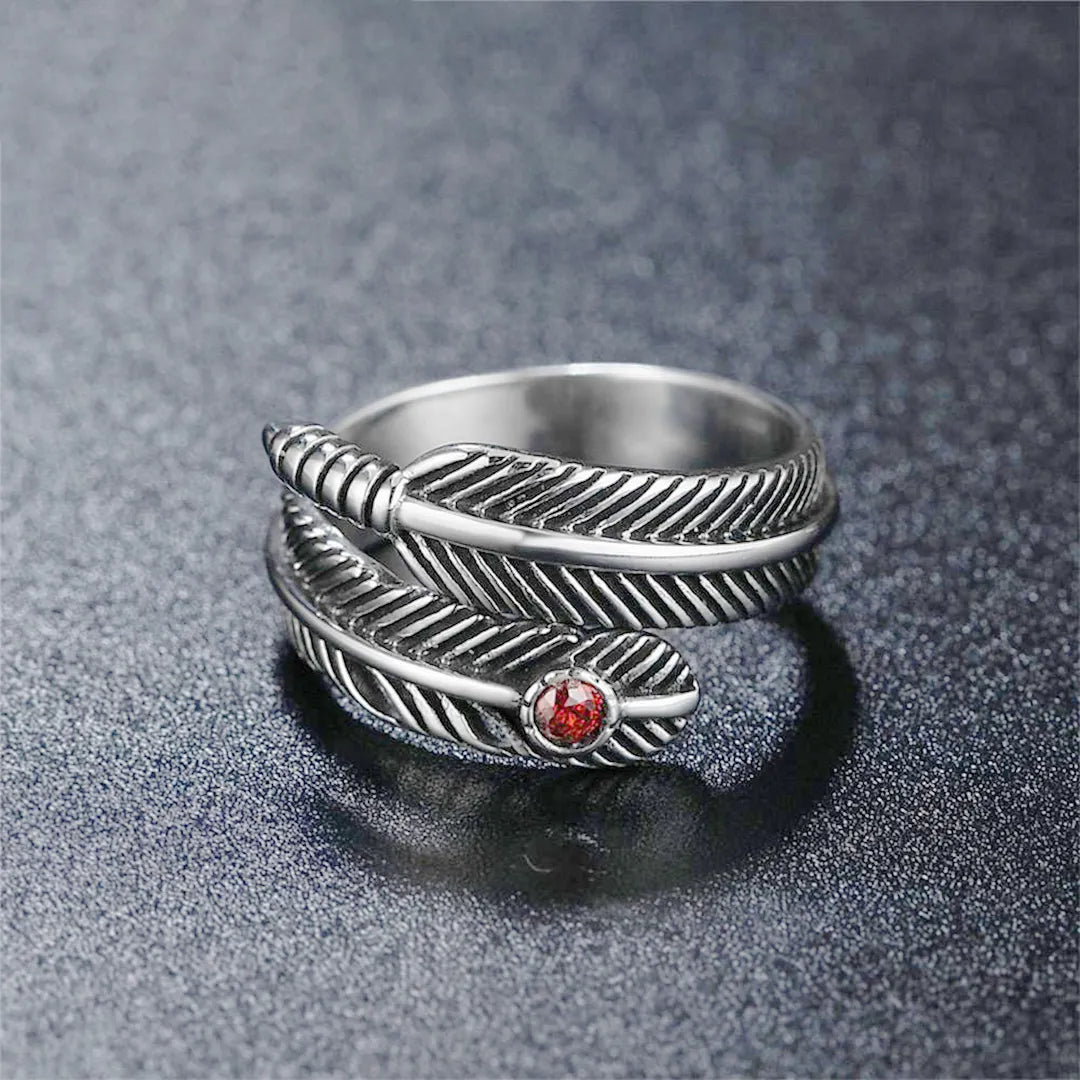 For Memorial- Your Guardian Angel Watching And Protecting Feather Turquoise Ring