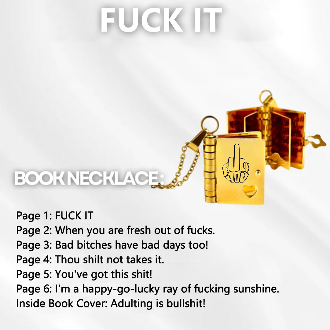 Fuck It Adulting is bullshit Book Necklace