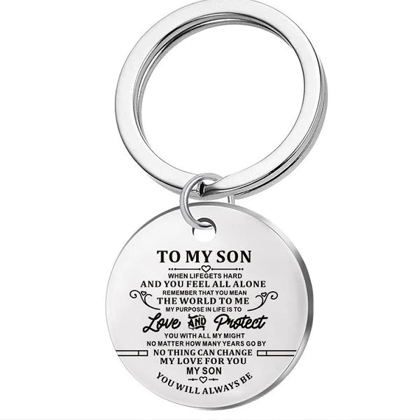 To My Son Love And Protect Keychain