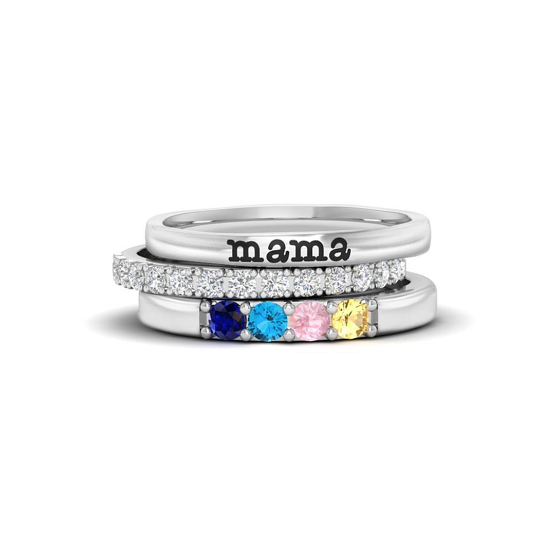 Families Birthstones Stacking Ring - 3 Rings Set