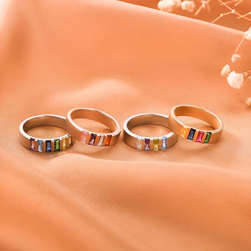 Custom Birthstone Family Elegant Ring
