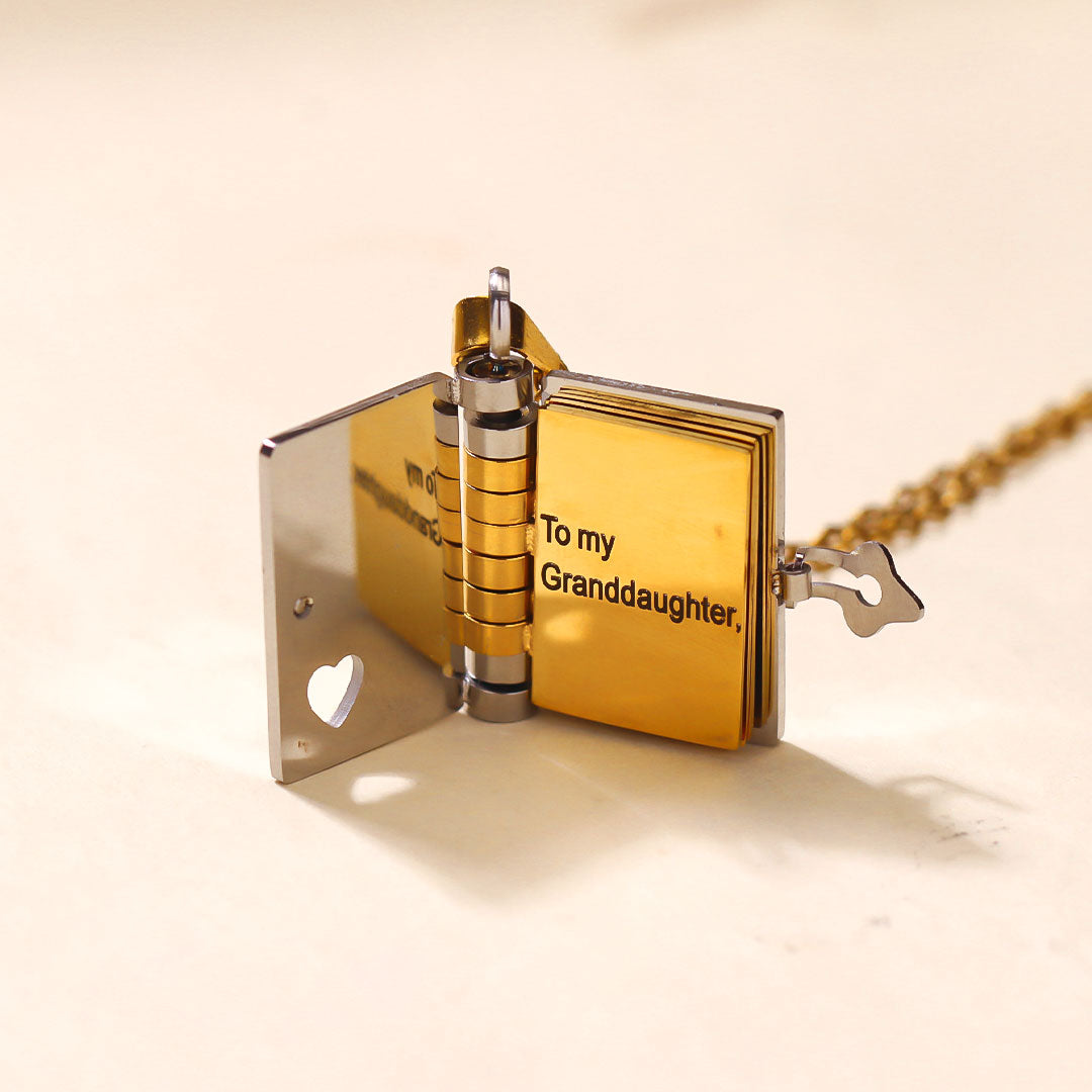 To My Granddaughter Book Necklace