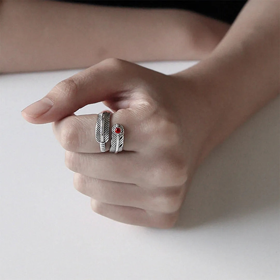For Memorial- Your Guardian Angel Watching And Protecting Feather Turquoise Ring