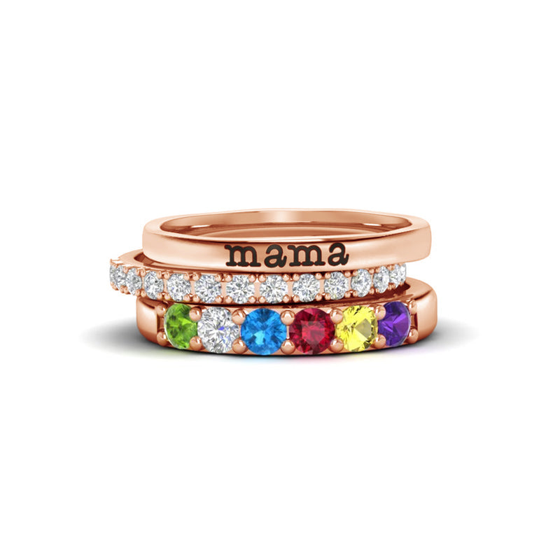 Families Birthstones Stacking Ring - 3 Rings Set