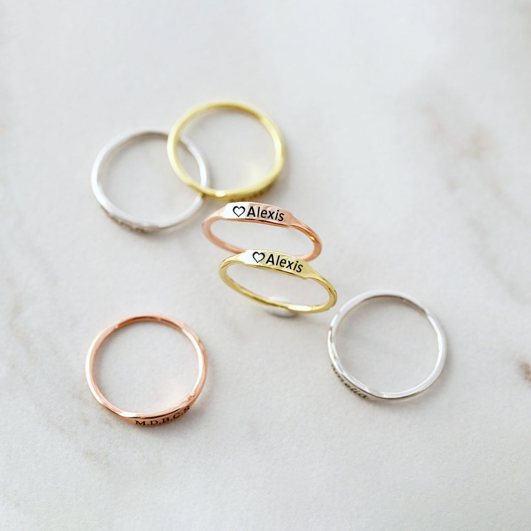 For Memory - Custom Delicate Dainty Bar Ring