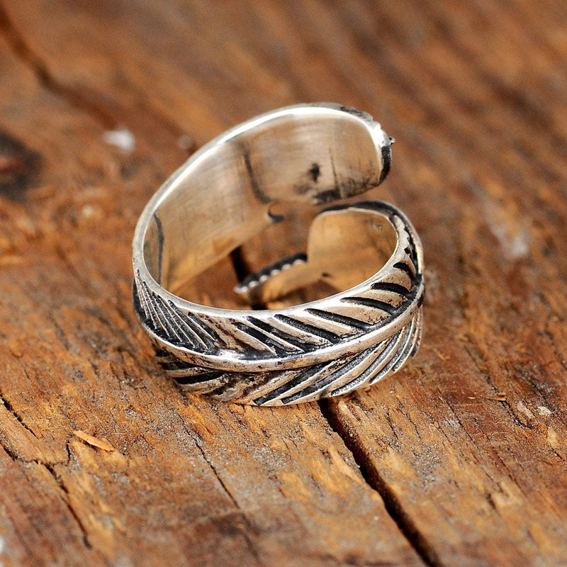 For Memorial- Your Guardian Angel Watching And Protecting Feather Turquoise Ring