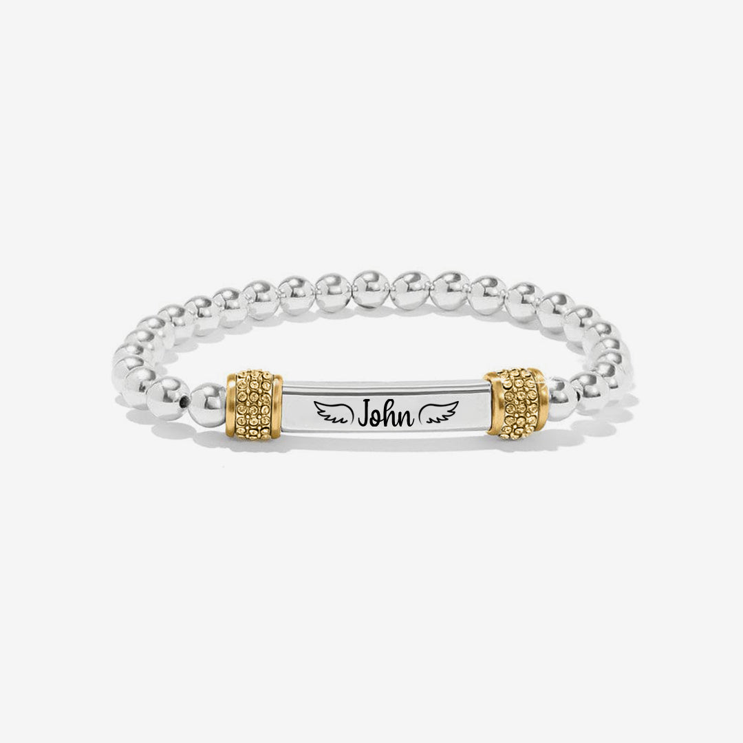 For Memorial -  The Chain Will Link Again Custom Name Bead Bracelet