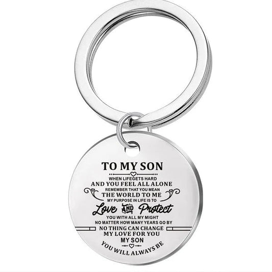 To My Son Love And Protect Keychain