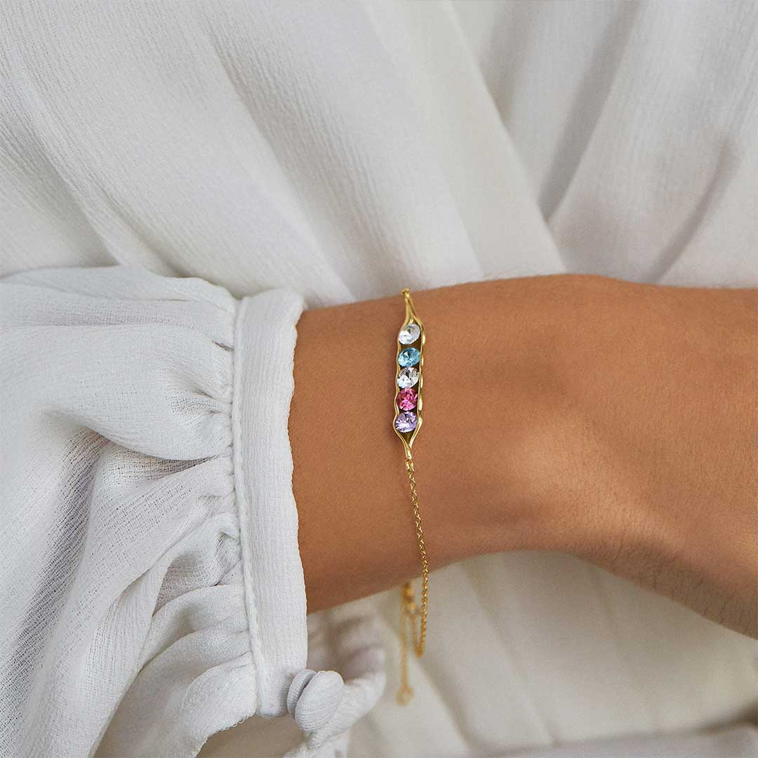 For Friends - We're peas in a pod Custom Birthstone Bracelet