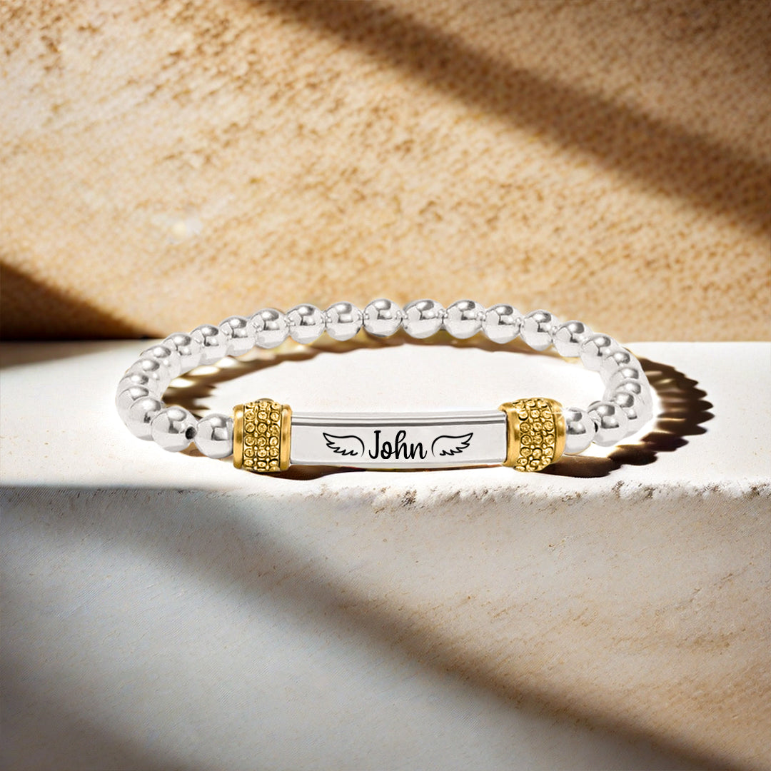 For Memorial -  The Chain Will Link Again Custom Name Bead Bracelet