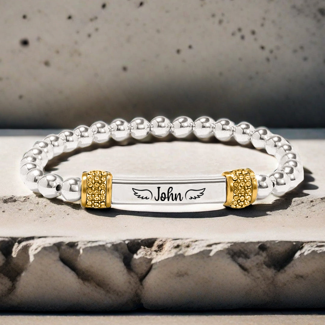 For Memorial -  The Chain Will Link Again Custom Name Bead Bracelet