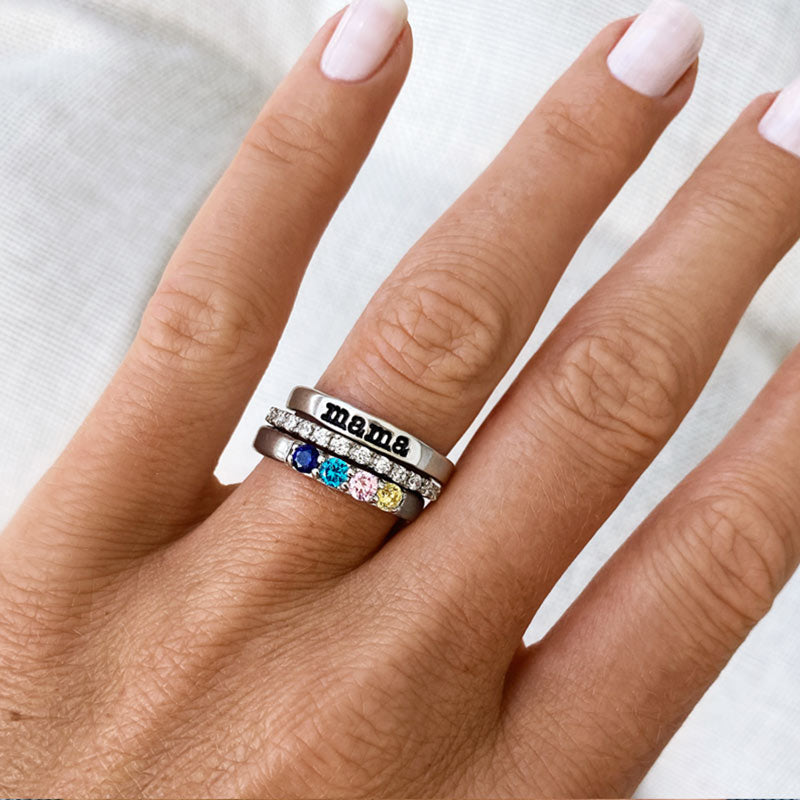 Families Birthstones Stacking Ring - 3 Rings Set